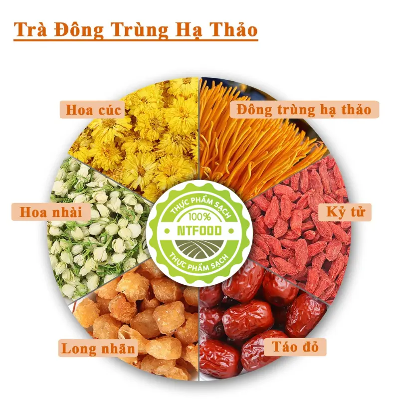 30 Gói Trà Đông Trùng Hạ Thảo 6 Vị tra dong  trung Chè, trà , trà 6 vị, trà đông trùng