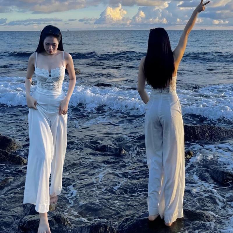 Set Áo Ren Kèm Quần Dài Sang Chảnh Gơ Store, Áo 2 Dây Lưng Khóa Kéo Vải Ren, Phối Quần Ống Suông Rộng Chất Liệu Đũi Lụa Thoáng mát, Thời Trang Cho Nữ