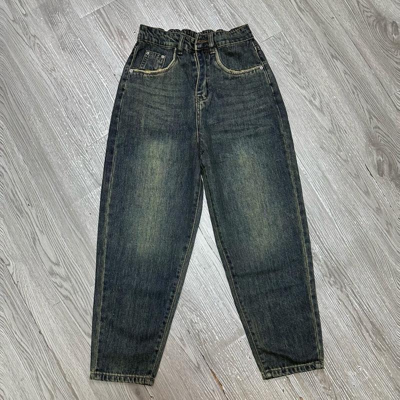 108 BIGSIZE LIVE Quần jean baggy cạp cao không co dãn, quần baggy dáng thụng chun sau túi tạo kiểu Menswear Pants