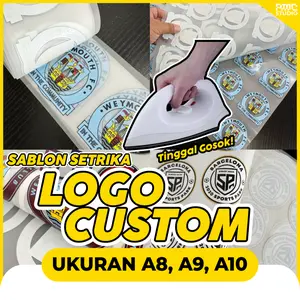 Sablon Setrika Custom DTF Ukuran Logo Kecil A8 A9 A10 Bisa Pakai Desain Logo Gambar Nama Tulisan Sendiri
