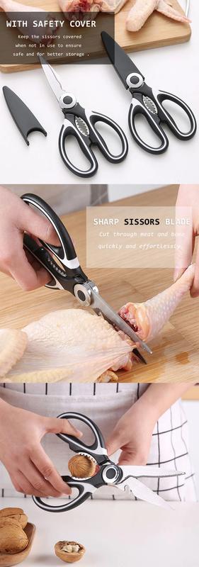 Product Introduction of KITCHEN SCISSOR WITH COVER BLACK WHITE MULTI FUNCTION MULTIPURPOSE FISH VEGETABLE MEAT PREMIUM QUALITY 1