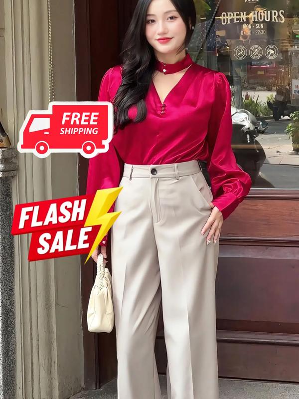 QT03 Quần ống suông cạp cao  cotton Hàn -Quần ống suông nữ công sở - quần ống suông cạp cao nhiều màu ( Đen-xám -nâu rêu-rêu nhạt-kem be-xám chì) Ong Women 0