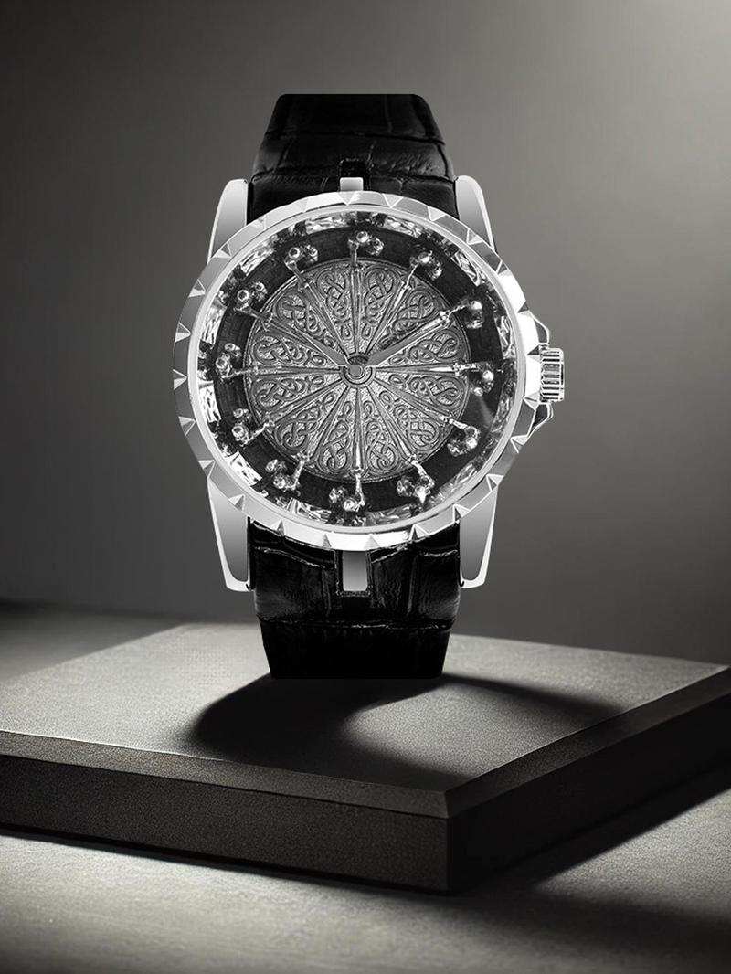 Product Introduction of Men's Fashion Round Dial Quartz Watch, Fashion Watch for Party, Daily Clothing Decor, Trendy All-match & Exquisite Watch for Birthday Gift with Box 0