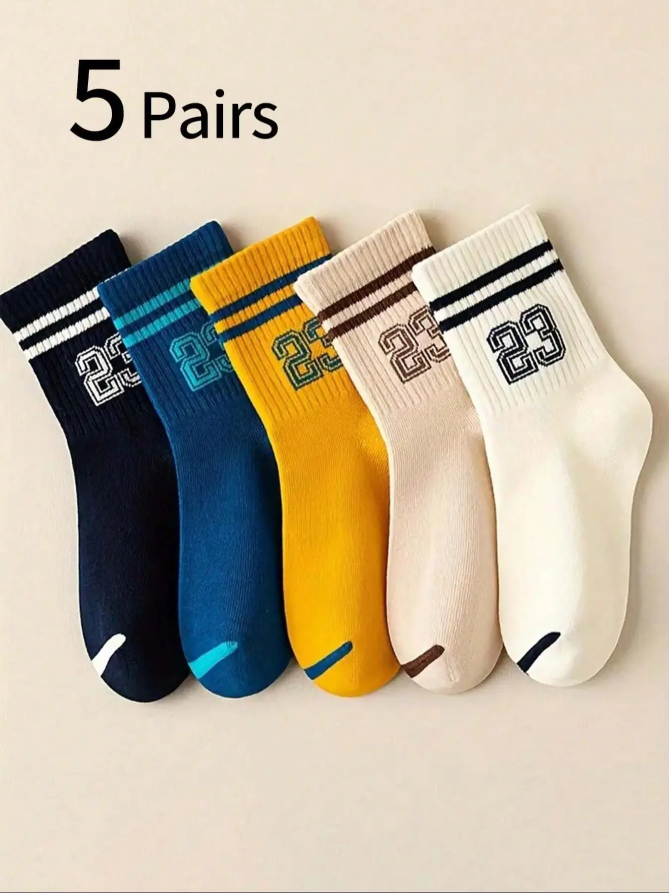 Unisex's Number 23 Print Ankle Socks, Casual Comfy Breathable Socks for Daily Wear, Athletic Socks for All Seasons