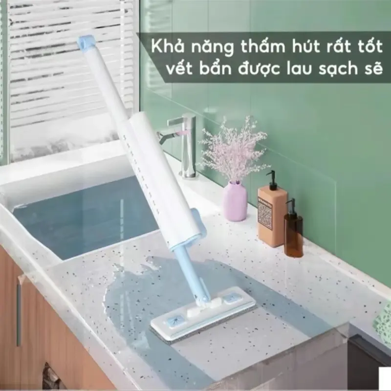 Cây lau bếp tự vắt mini phiên bản mới, lau bếp tiện lợi- dễ dàng vệ sinh không gian bếp, có gạt nước, bàn chải tháo rời cayla umini 7