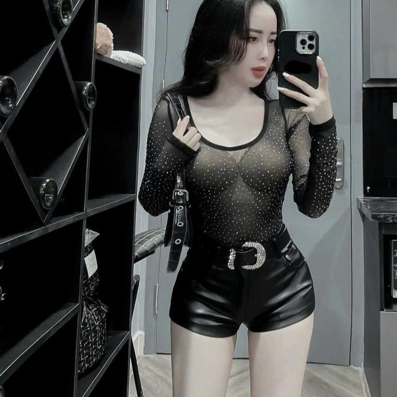 Quần sooc da kèm đai đá hàng L1 siêu chất cho nữ