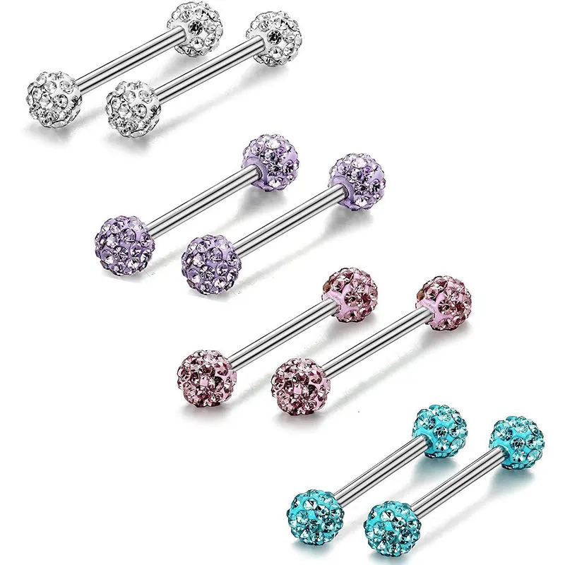 Bộ Trang Sức Xỏ Khuyên Thanh Tạ Móng Lưỡi, Chất Liệu Thép Không Gỉ, Đen Trắng, Dành Cho Phụ Nữ Và Nam Giới, Trang Sức Xỏ Lỗ Cơ Thể khuyênlưỡi giả 2