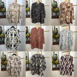 Asaya Atasan Kemeja Lengan Panjang Elegan Longgar Kasual Cetak ZHSZCS098