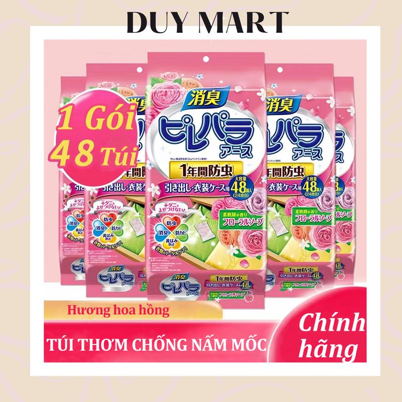 Gói 48 Túi Thơm Chống Nấm Mốc Hương Hoa Hồng, Khử Mùi Hôi, Chống Ẩm Mốc, Để Tủ Quần Áo, Tủ Giày Dầu Thơm, Dầu Thơm Để Phòng,Dầu Thơm Phòng