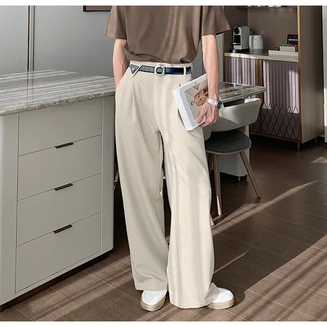 Quần Âu Nam Cạp Liền Bản Đặc Biệt Quần Suông Ống Rộng Phong Cách Hàn Quốc Chất Liêu Chống Nhăn QA-V3 4