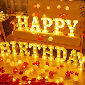 Letter LED Lights Luminous Number Lamp Decorative Wedding Happy Birthday Christmas Party Arrangement Lamps