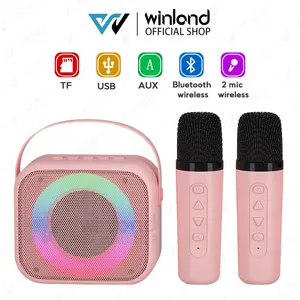 Winland speaker karaoke bluetooth mini full bass portable wireless 2 mic (Dapat terhubung ke HP/TV) - Garansi 1 tahun