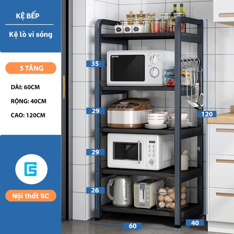 Kệ đa năng, kệ để đồ nhà bếp, Kitchen nhiều tầng khung sắt sơn tĩnh điện chắc chắn, mặt kệ làm bằng chất liệu gỗ công nghiệp MDF chống trầy xước và thân thiện với môi trường, không có bánh xe  [NỘI THẤT 5C]