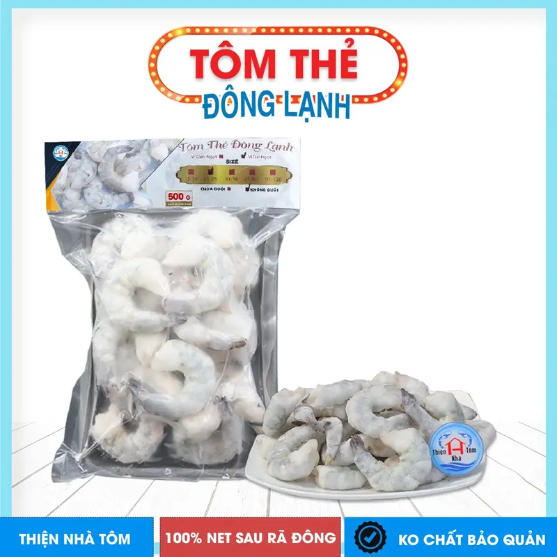 [500gr] Tôm thẻ lột nõn đông lạnh Thiện Nhà Tôm giao nhanh siêu tốc HCM frozen  food 0