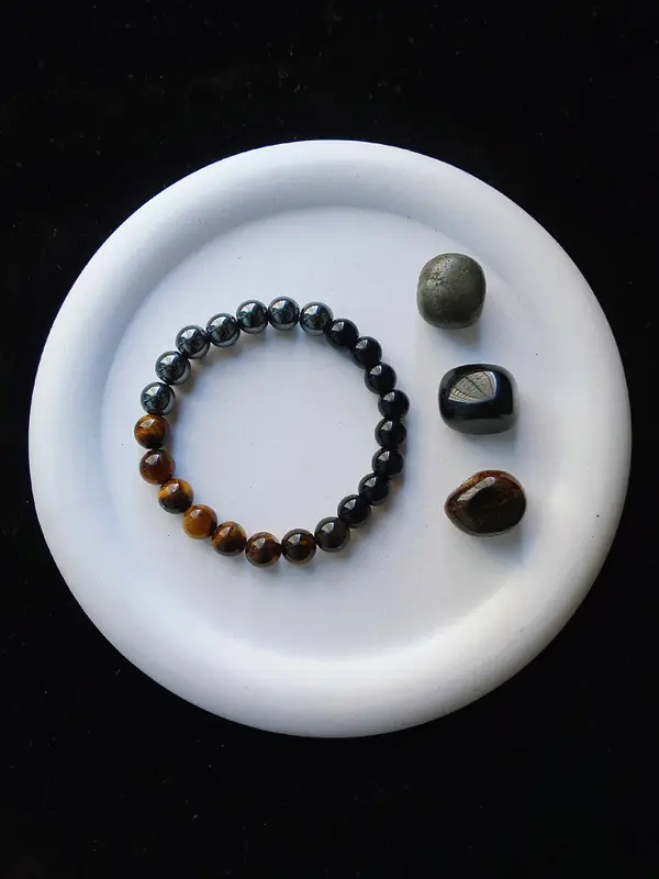 Natural Stone Beaded Bracelet with Three Stones, Fashionable Elastic Bracelet for Women & Men, Trendy All-match & Exquisite Jewelry for Birthday Gift 2