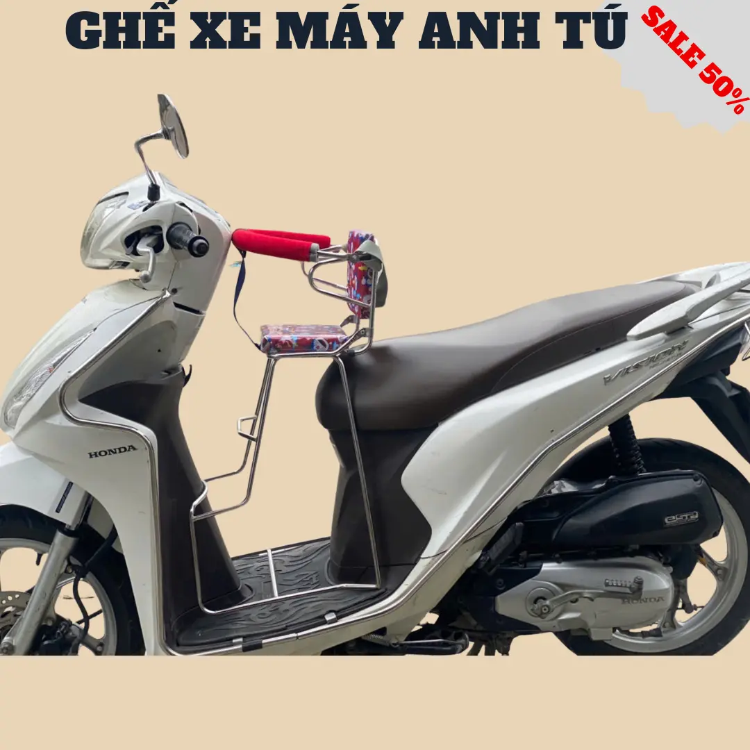 Ghế Ngồi Xe Máy Cho Bé Có Tựa Lưng,Đai An Toàn Cho Xe Vision,Click,Grande,Mio..