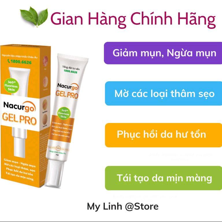 Freeship Nacurgo Gel Pro trị mụn, mờ sẹo, thâm mụn 20gr Tất cả các loại da