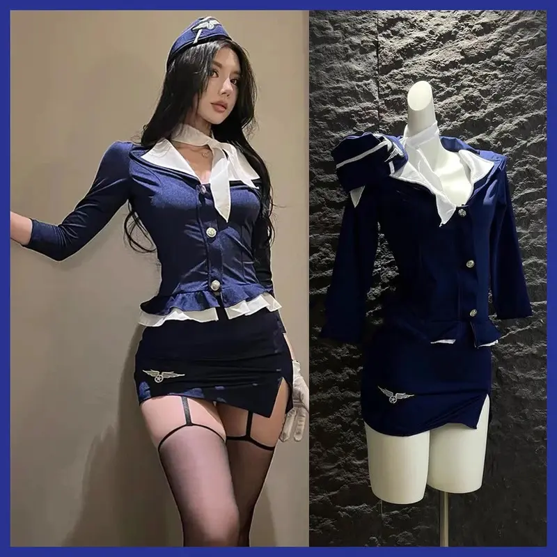 NEW Airline Stewardess Cosplay For Woman Sexy Air Hostess Uniform Halloween  Costumes Fancy Role Play Party Womenswear Accessory Clothes Fits Ladies  Girls Style Lingerie - TikTok Shop Philippines