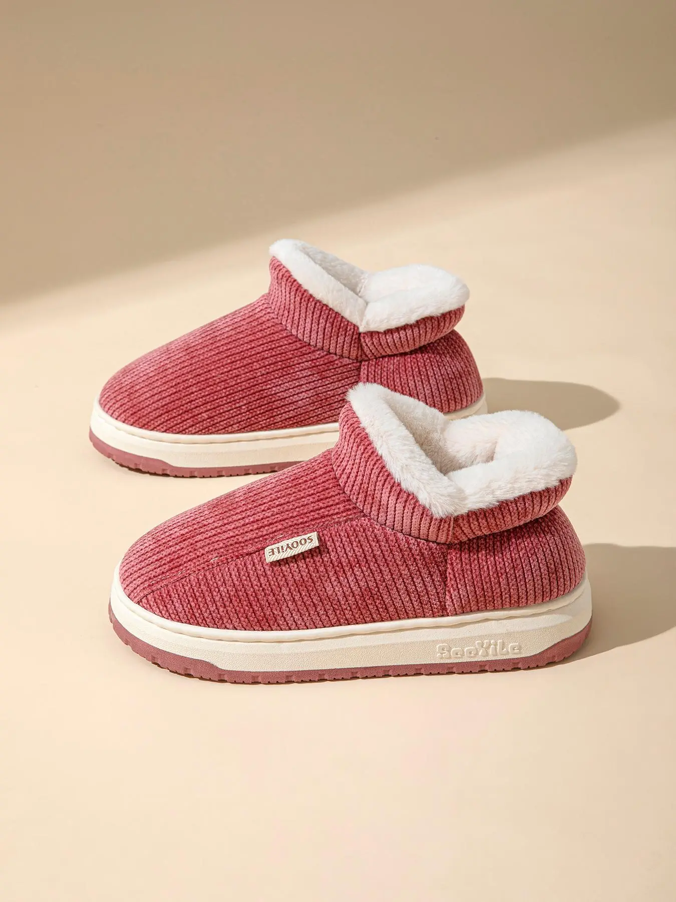 Women's Solid Color Plush Lined Slipper Boots, Casual Soft Comfortable Home Slippers, Warm Slippers for Indoor & Outdoor Use for Fall & Winter