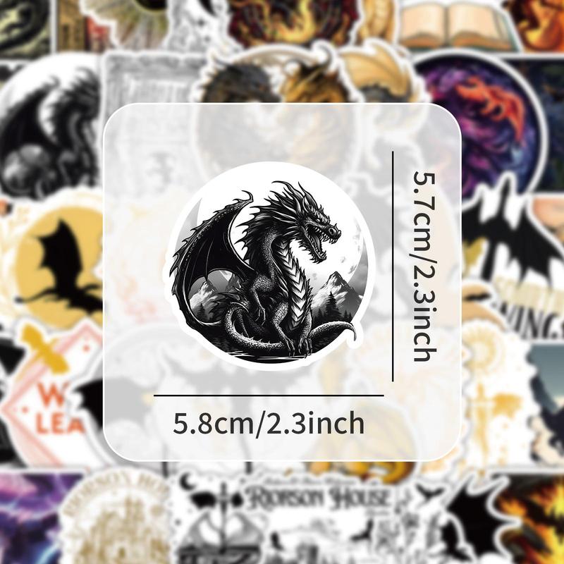 Product Introduction of Magical Fourth Wing & Dragon Rider Fantasy Book Sticker, 200pcs/set Waterproof Vinyl Sticker, Decorative Sticker for Water Bottle, Laptop, Phone Case 3