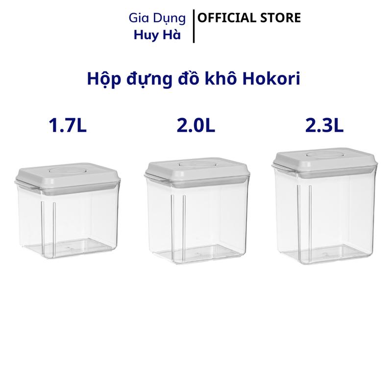 Hộp đựng đồ khô cao cấp Hokori, đựng các loại hạt, ngũ cốc, sữa bột cho bé đựng sữa bột trữ sữa nhiều dung tích 1.7L - 6518, 2L - 6519, 2.3L - 6520