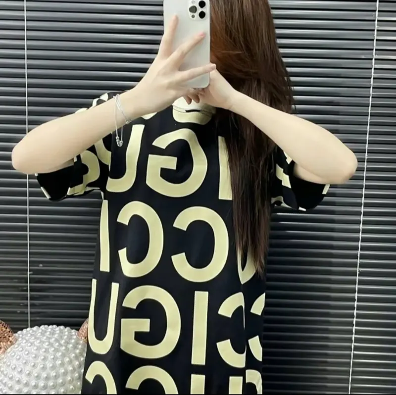 Áo phông nam nữ Premium Cotton in hoạ tiết chữ monogram than be tràn thân dày dặn boy phố  AP372P Menswear Cổ Tròn Nhung Tre Đen 6