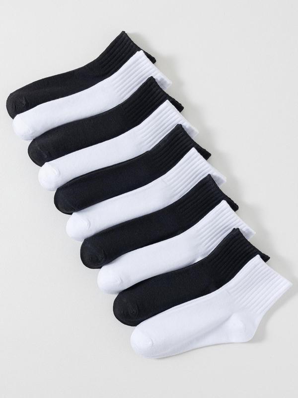 Women's 10 Pairs Casual Solid Crew Socks, Comfy Low Cut Socks For Women, Mid-Calf Socks For Daily Wear, Women's Socks & Hosiery 0