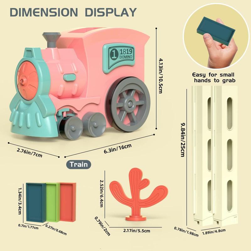 Electric Domino Train Toy (1 Set), Fun Automatic Domino Train Toys with Light and Music (Need No.5 Battery), Creative Game Toy for Birthday Gift (Accessories Random Color), Valentine's Day Gift 1