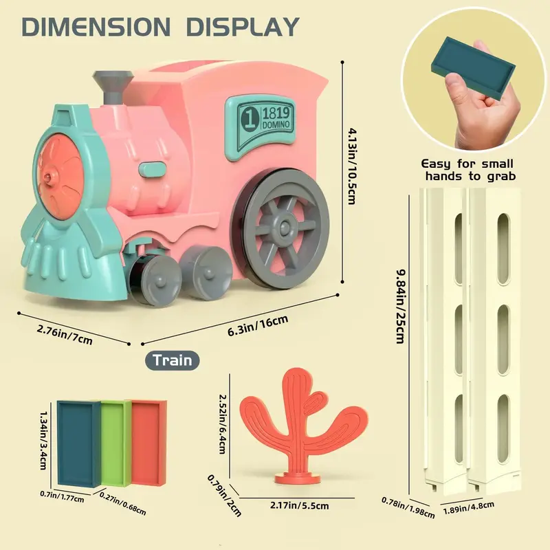 Electric Domino Train Toy (1 Set), Fun Automatic Domino Train Toys with Light and Music (Need No.5 Battery), Creative Game Toy for Birthday Gift (Accessories Random Color), Valentine's Day Gift 1