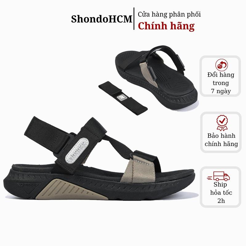 Giày SHONDO Sandal Nam Nữ F7 Racing Thời Trang Êm Nhẹ Đi Học Đi Chơi Màu Đen Nâu F7R1195 Đế Bằng DéP
