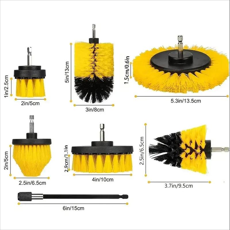 Universal Drill Brush Attachment Set, Electric Scrubber Cleaning Brush Tool Set For Grout Floors, Tub Shower Tile, Bathroom, Kitchen Surfaces and Automotive (Without Drill) 1