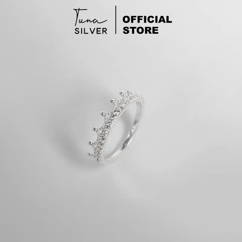 Nhẫn vương miện đính đá cao cấp - TUNA SILVER 6