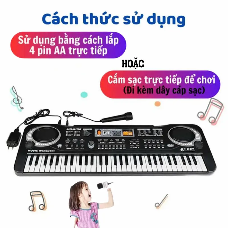 ĐÀN PIANO 61 PHÍM 2 LOA PHIÊN BẢN MỚI DÀNH CHO CÁC CON HỌC ĐÀN GIÚP TĂNG KHẢ NĂNG GHI NHỚ VÀ PHÁT TRIỂN TRÍ NÃO 5