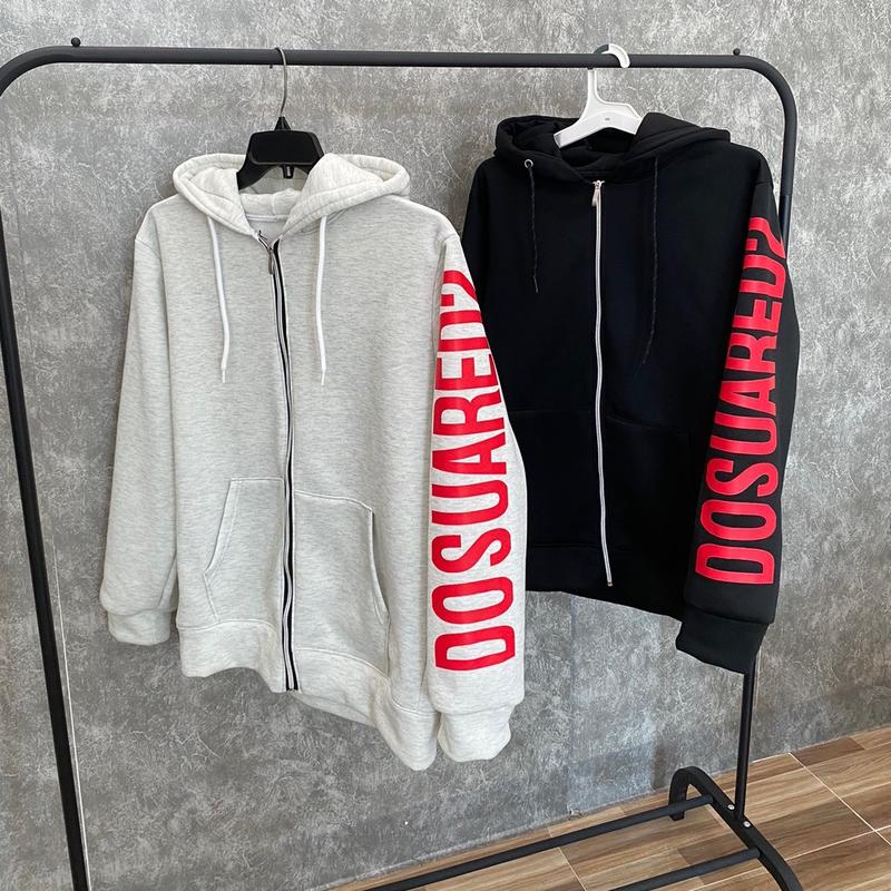 Áo khoác hoodie KÉO KHOÁ in chữ Đê ét quy đỏ, mũ 2 lớp dày dặn, phong cách trẻ trung năng động - Nam - Menswear áo khoác zip ép nỉ hàn áo hoodie dsq Dài Tay