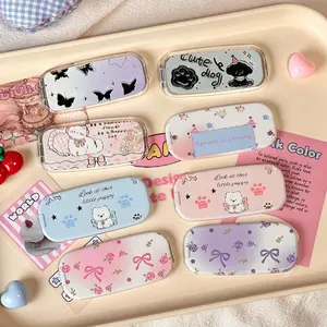 Lucu Kartun Kucing Anjing Kecil Perekat Cermin Rias Dudukan Telepon Genggam Pita Bunga Kecil Portabel TV Seri Desktop Dukungan Braket