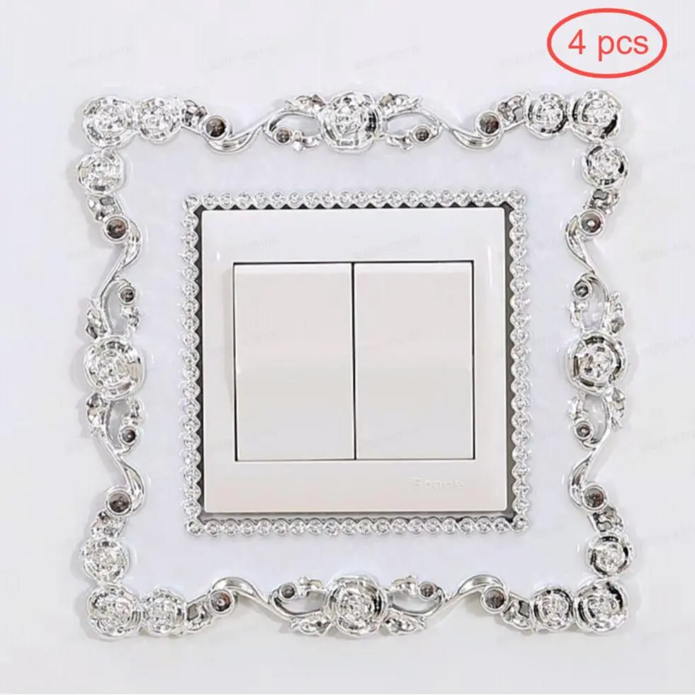 Flower Design Switch Cover, 4 Counts Decorative Switch Protector Cover, Switch Decal For Home Decor