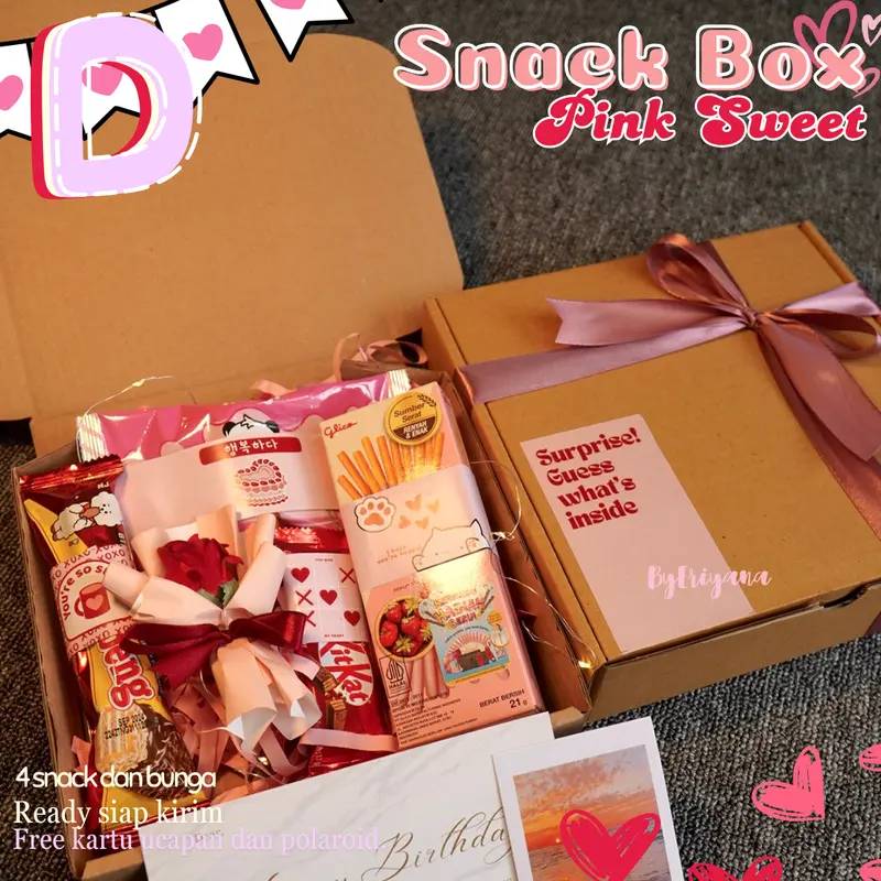 Hampers Snack Box Camilan Set Kado Jajan Makanan Minuman Makanan Ringan Ulang Tahun Valentine Wisuda Anniversary Sempro Hari Guru Pink Sweet Series Food 5