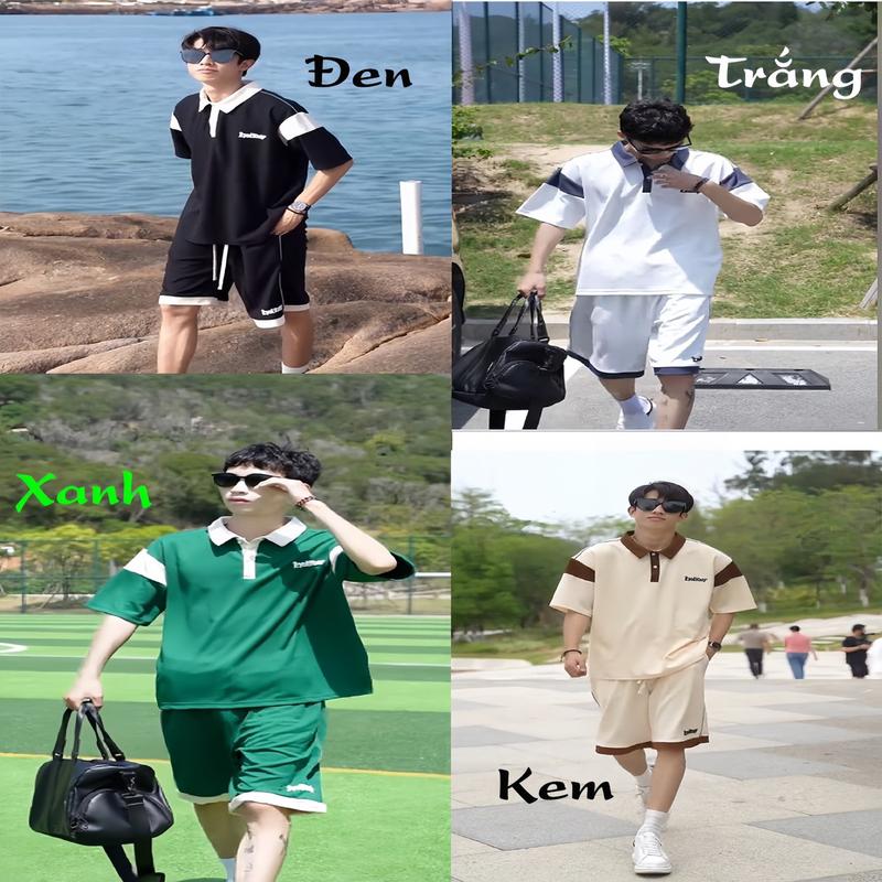  Bộ đồ Unisex nam nữ Cotton tổ ong có BigSize quần đùi áo cộc tay. Menswear Top Mã  hình thêu HOLIDAY 