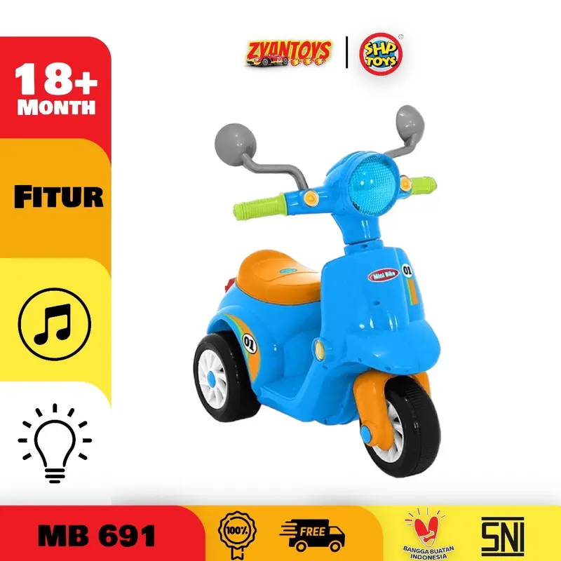 Mainan anak motor vespa mini lucu ada musik MB 691 1