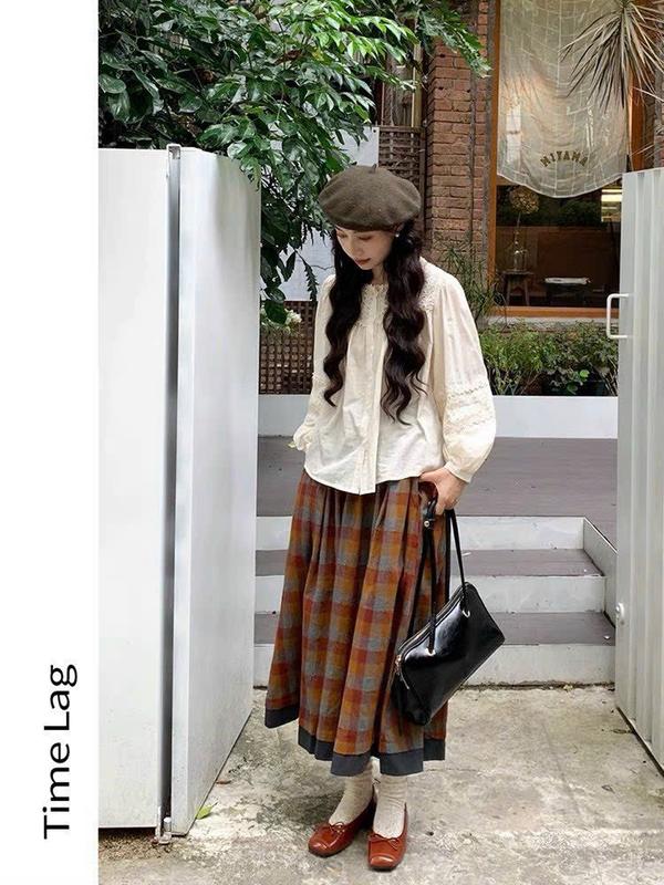 Áo Sơ Mi Nữ Dài Tay, Áo Sơ Mi Thô Phối Ren Hoa Dáng Babydoll Cimie Closet Top Shirt Women Kem