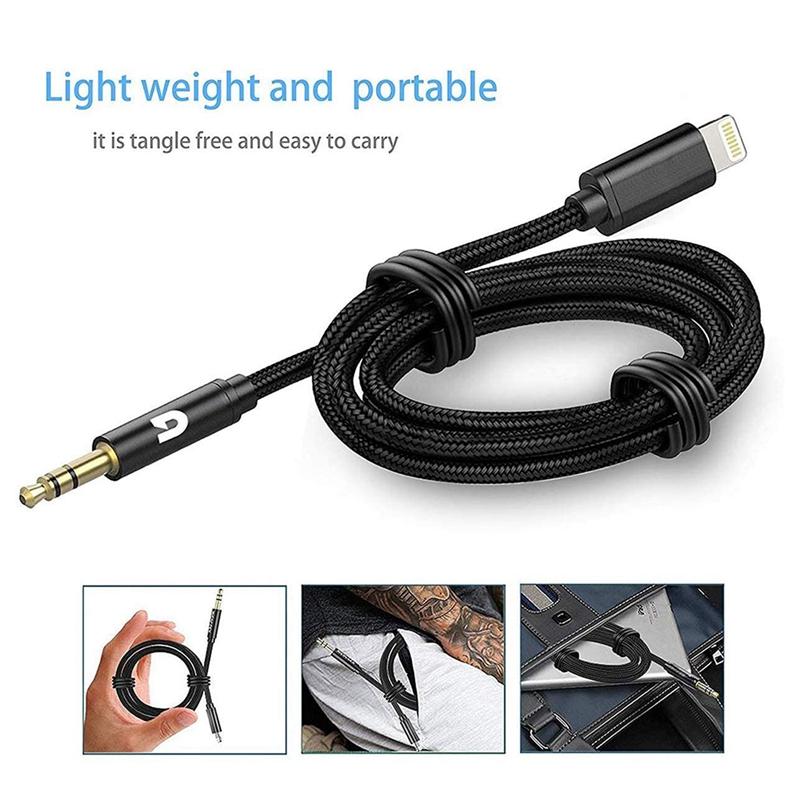 Cáp AUX cho ô tô, Cáp âm thanh cho iPhone, Cáp Aux sang 3,5 mm, Âm thanh cao cấp, Tương thích với iPhone 13 Pro-8 Plus, Âm thanh nổi trên ô tô 8