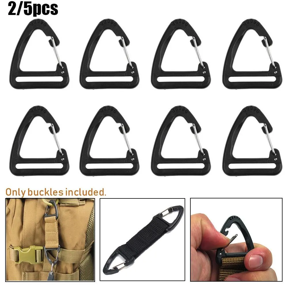 2/5pcs Camping Hiking Outdoor Tool Backpack Accessories Spring Quickdraws Clip Hooks Triangle Carabiner Keychain Belt Buckles