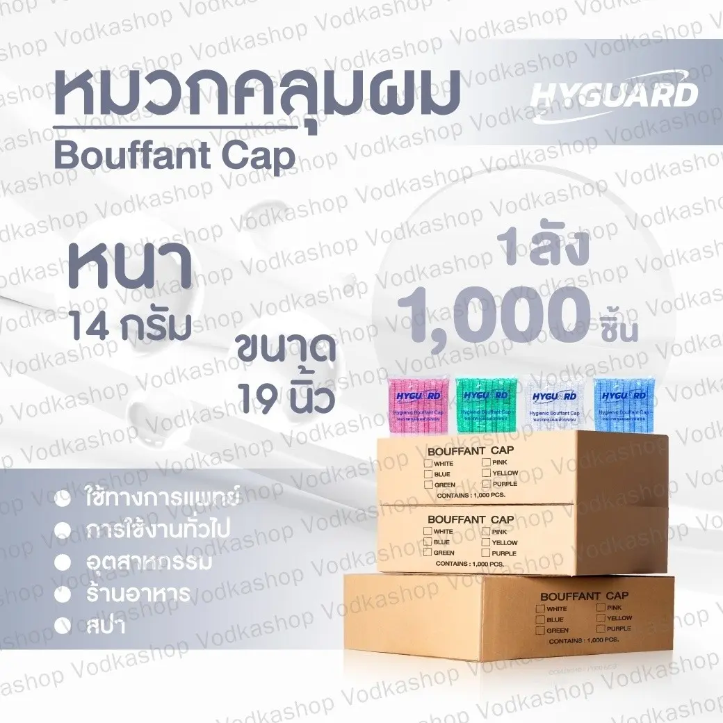 หมวกคลุมผม หมวกตัวหนอน ️ยกลัง 1,000ชิ้น️ Bouffant Cap  พร้อมส่ง️