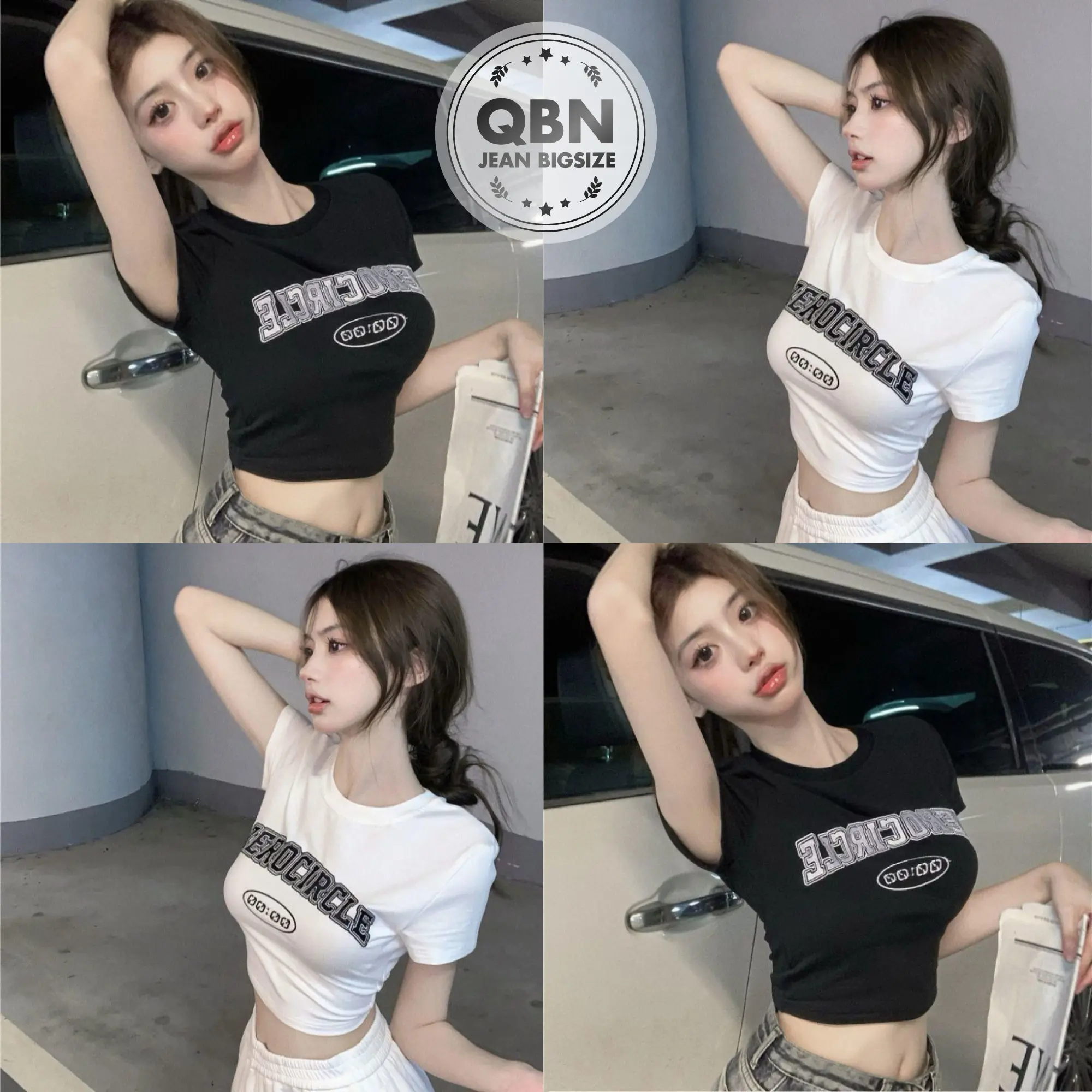ÁO CROPTOP - CHẤT THUN BORIP IN CHỮ ZERRO - BIGSIZE 40-90KG Nữ Women