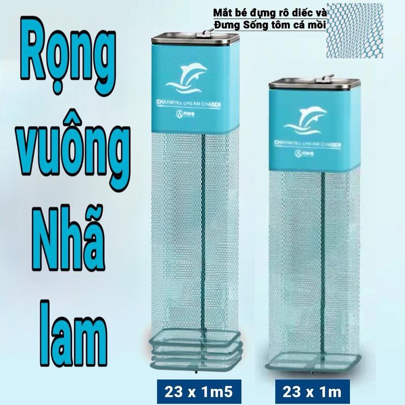 Rọng đựng cá vuông khung kim loại siêu bền không có túi đựng Fishing Đi Câu Bắt Cá