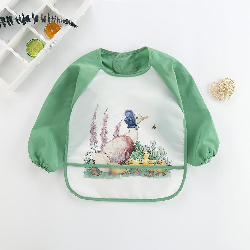 Product Introduction of Cute Baby Bibs Toddler Baberos Bavoir Waterproof Long Sleeve Apron Cartoon Animals Children Feeding Smock Bib Baby Stuff 0-3Y 3