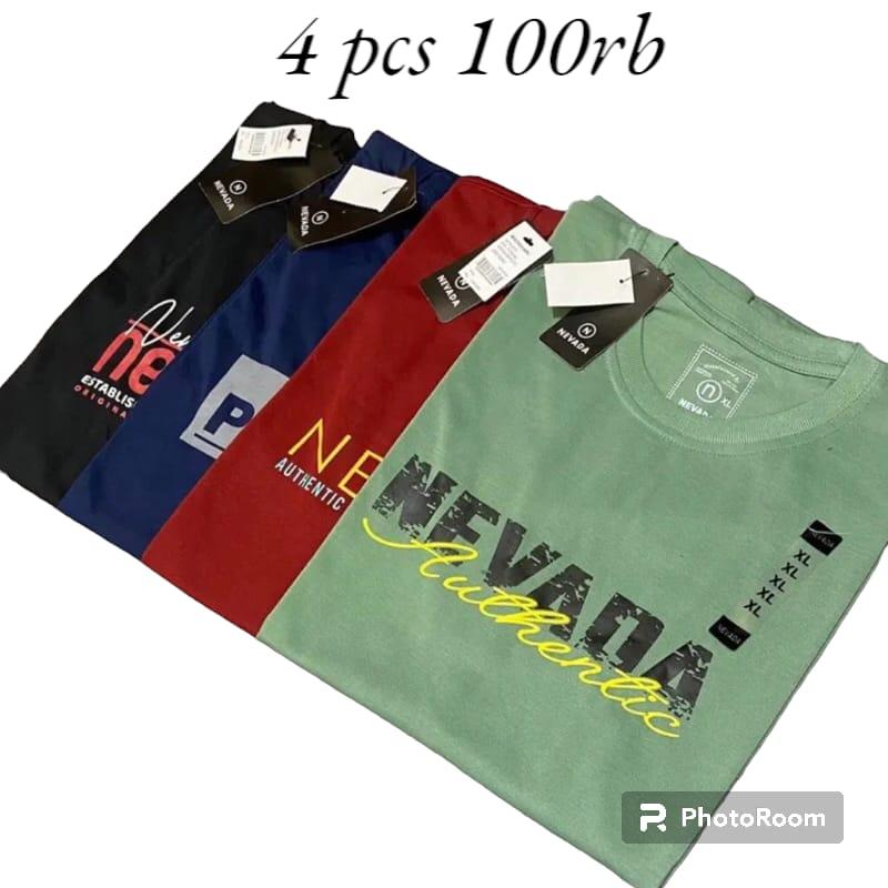 paket 4 Pcs 100rb Kaos Newada pria 100 4pcs kaos pria distro bandung original asli kaos newada pria terbaru Kaos T-Shirt distro pria bandung Baju Dewasa Motif 6