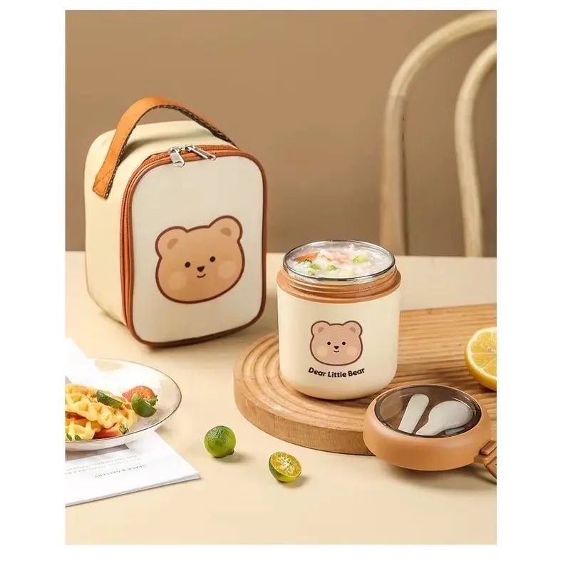 Bình  ủ cháo giữ nhiệt hình gấu ( loại có túi và không túi) 3
