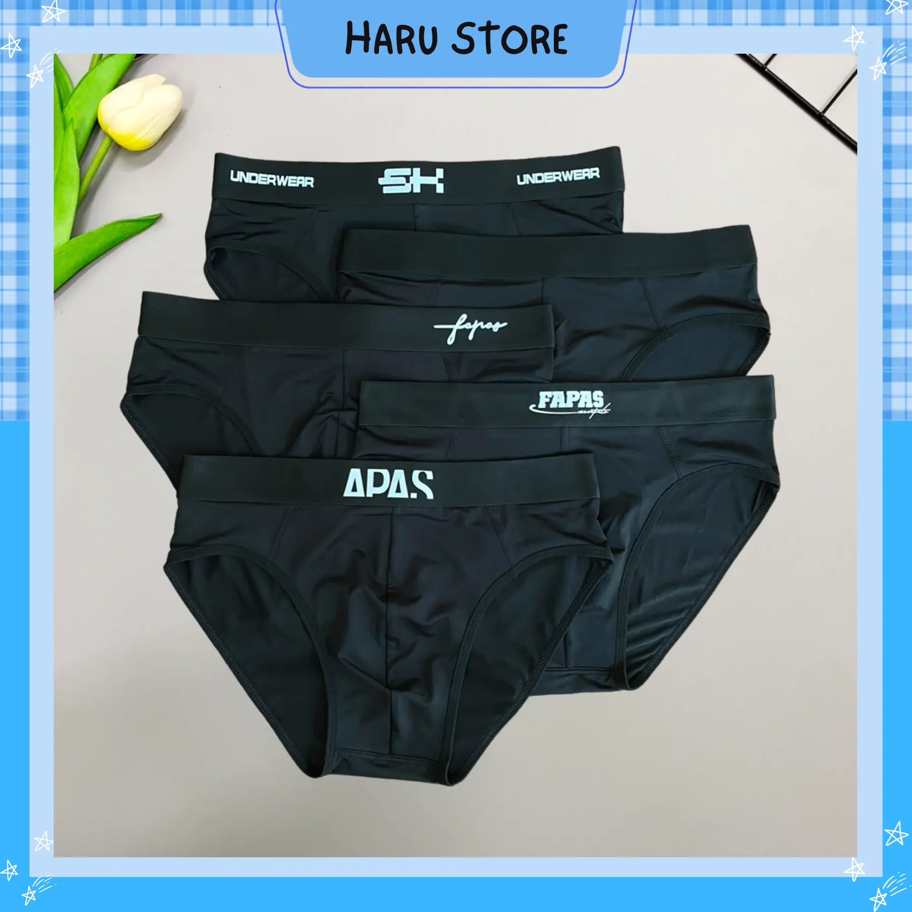 Combo 4,5,6 Quần tam giác full Đen thun lạnh quần lót nam co giãn 4 chiều quần sịp chéo mềm mại thoáng khí Menswear Boxer đolot  nam sipkimg  boxer quansip  giare