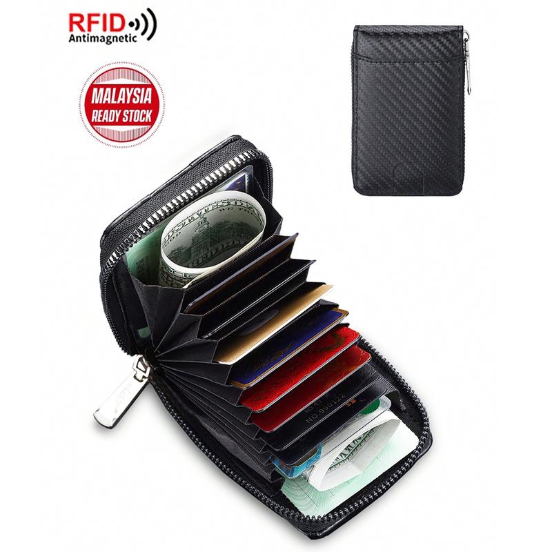KAD HOLDER MINI LELAKI WANITA RFID ZIPPER CARBON FIBRE CARD HOLDER ...